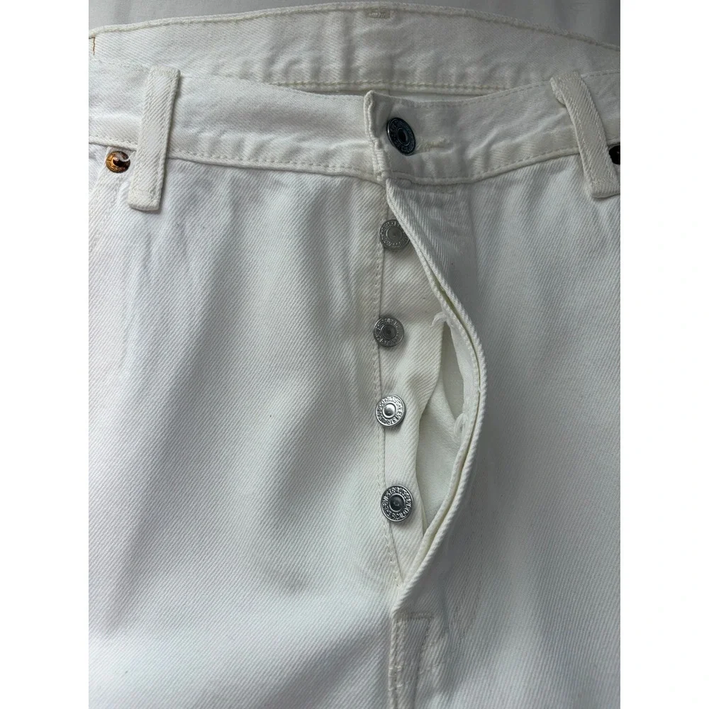 Vintage Levis 501 Original Fit‎ White Denim Jeans  36x34 Button Fly Straight Leg